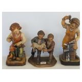 3 Swiss carved Walter Stahli figures- blacksmith,