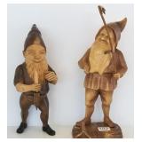 2 Swiss carved figures farmer etc. 11" tallest