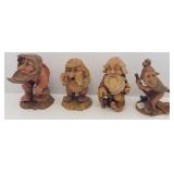 4 Dobin, etc. Swiss carved troll figures - 5"