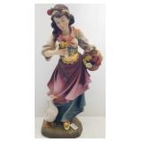 W.H. Detert 16 1/2" tall polychrome girl w/ goose
