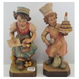 2 Swiss carved figures including baker 9"
