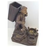 Antique Black Forest carved figural cigar smoke