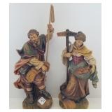 2 Swiss carved wood figures - one signed Pema -
