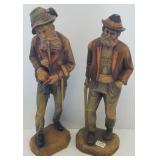 2  Swiss carved wood figures of men 15" tall