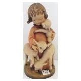 Ferrandiz signed carved wood figure - girl with