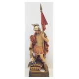Swiss carved wood decorated figure soldier 13"