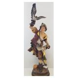 Swiss carved wood decorated figure - birder 13"