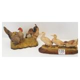 2 signed Anri carved wood animal figures 6 1/2"