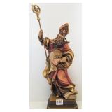 Swiss decorated & carved wood figure - Bishop with