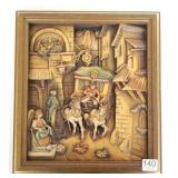 Swiss carved wood plaque- coaching scene -