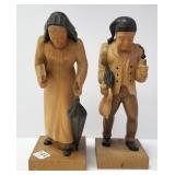 2 Swiss carved wood Oberlander figures 9" high