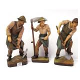 3 Swiss carved wooden figures - farmers, etc. 10