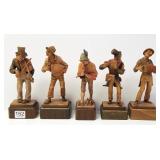 5 Swiss carved musician figures - 7 1/4" high