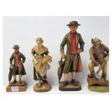 4 Swiss carved wood figures - 1 is Stahli - 10"