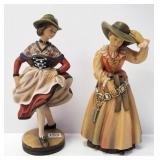 2 carved wood & decorated figures - 1 is Anri -