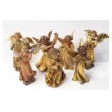 7 Anri, etc. carved wood angel figures - 8" high