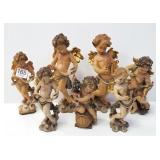 7 Swiss, etc. wood carved cherub figures - 7 1/4"