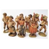 8 Anri, etc. wood carved children figures -