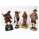 4 Swiss carved wood figures - tallest 11" high