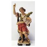 Staffler signed carved wood figure - woman with