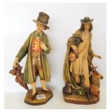 2 Anri wood carved figures - taller is 10"