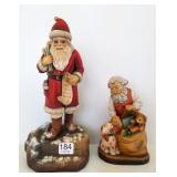 2 carved Anri Santas - Sarah Kay & B.