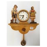 Carved German wood wall clock - 10" across