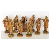 9 wood carved musician figures - 6 1/2" high