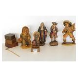 5 Swiss, etc. carved wood character figures