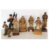 8 Swiss, etc. carved wood character figures -