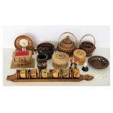 Group wood carved, etc. items including