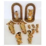 Group wood Swiss, etc. carved angel figures-arches