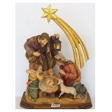 Staffler carved wood holy family figure - 9" high