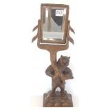 Antique Black Forest carved bear beveled glass