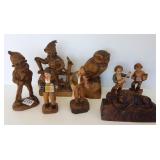 8 carved wood figures - Swiss, etc. some signed