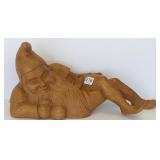 Swiss carved figure of reclining gnome - 16"