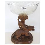 Antique Black Forest carved wood footed compote