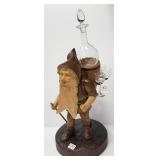 Black Forest carved gnome figure w/ decanter