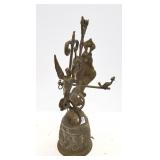Ornate bronze wall bell - 17" tall