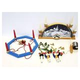 2 European carved & decorated candle dioramas -