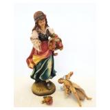 2 carved wood figures (as seen) tallest 11"
