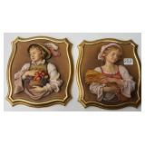 2 Swiss carved wood plaques - 7" x 8 1/2"