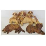 Three carved Swiss dog figures - largest is 12"L