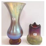 2 pieces of art glass- 13" aurene vase (tiny chip)