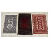 3 hand woven Oriental rugs- Bokhara, etc-