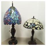2 Antique style leaded glass lamps