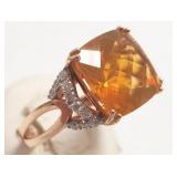 14k rose gold ring set with 5.52ct fire opal &