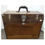 Oak machinist chest with keys