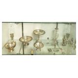 Group of weighted sterling items- candleholders,