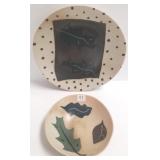 Signed studio pottery bowl & tray
